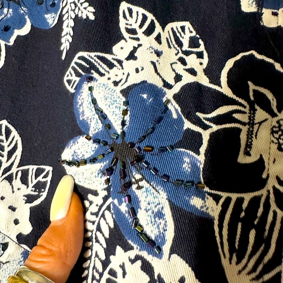 Sara Studio Pretty Blue White Floral Jacket/Blazer Size Large EUC - Picture 15 of 15